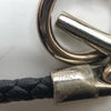 エルメス HERMES グレナンH ブレスレット T3 ブラック×SV金具 レザー ジュエリー