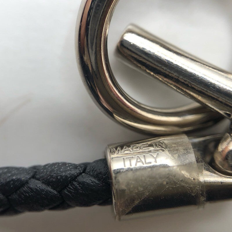 エルメス HERMES グレナンH ブレスレット T3 ブラック×SV金具 レザー ジュエリー