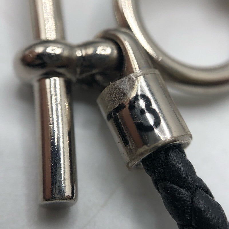 エルメス HERMES グレナンH ブレスレット T3 ブラック×SV金具 レザー
