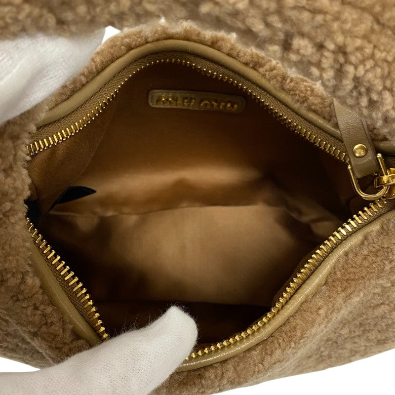 ミュウ ミュウ Miu Miu ワンダー シアリング ホーボーバッグ ボア ショルダーバッグ【中古】 ミュウミュウ miu miu ワンダー シアリング ホーボーバッグ 5BC125
