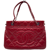 シャネル CHANEL マトラッセ チェーントートバッグ A48374 17番台 レッド キャビアスキン レディース ショルダーバッグ
