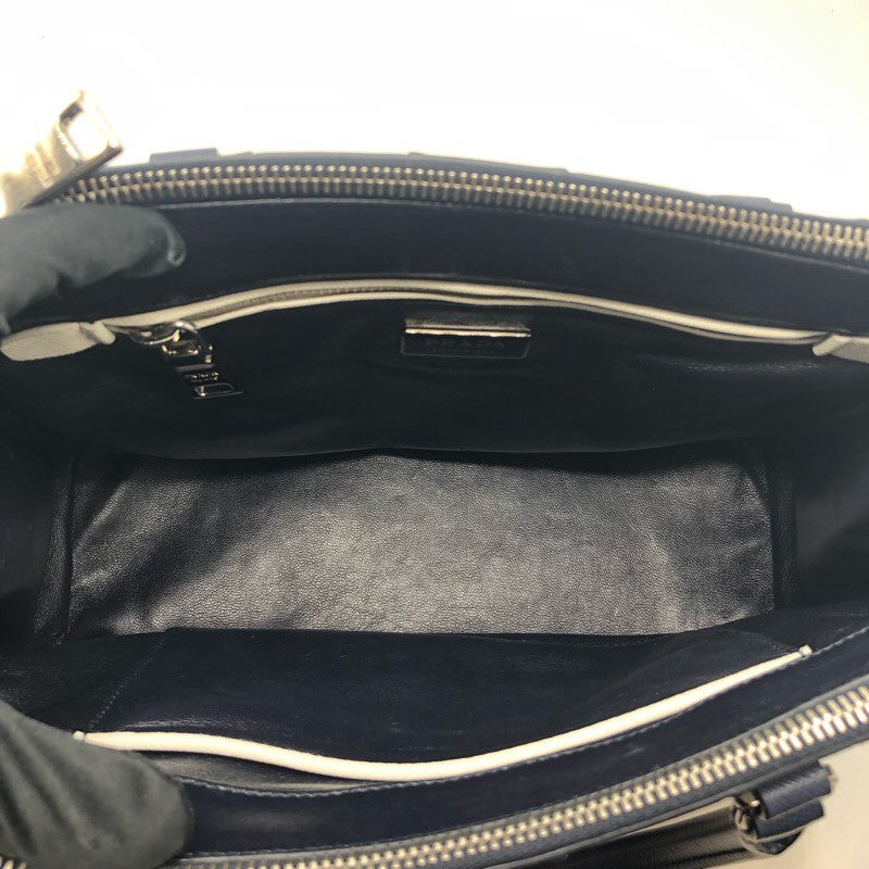 プラダ PRADA ガレリア ミディアム 1BA863 ネイビー/ホワイト