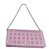 シャネル CHANEL ニュートラベルラインチェーンショルダーバッグ A15316 ピンク　シルバー金具 ナイロンジャガード レディース ショルダーバッグ