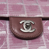 シャネル CHANEL ニュートラベルラインチェーンショルダーバッグ A15316 ピンク　シルバー金具 ナイロンジャガード レディース ショルダーバッグ