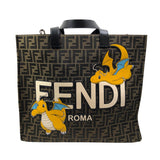 フェンディ FENDI FFロゴトートバッグ FRGMTコラボ 8BH357 ブラウン ファブリック メンズ トートバッグ