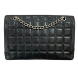 シャネル CHANEL 2.55チョコバーチェーンショルダーバッグ ブラック シルバー金具 ラムスキン レディース ショルダーバッグ