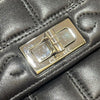 シャネル CHANEL 2.55チョコバーチェーンショルダーバッグ ブラック シルバー金具 ラムスキン レディース ショルダーバッグ