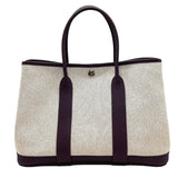 エルメス HERMES ガーデンパーティTPM U刻 エクリュ・レザン×SV金具 トワル・ネゴンダ レディース ハンドバッグ