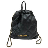 シャネル CHANEL CHANEL22 バックパック AS3859 ブラック　ゴールド金具 シャイニーカーフスキン レディース リュック・デイパック