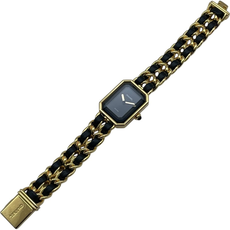 シャネル CHANEL プルミエール L H0001 ブラック GP クオーツ レディース 腕時計