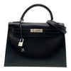 エルメス HERMES ケリー32　外縫い □B刻印　（1998年製） ブラック　シルバー金具 ボックスカーフ レディース ハンドバッグ