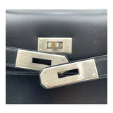 エルメス HERMES ケリー32　外縫い □B刻印 ブラック/SV金具 ボックスカーフ レディース ハンドバッグ
