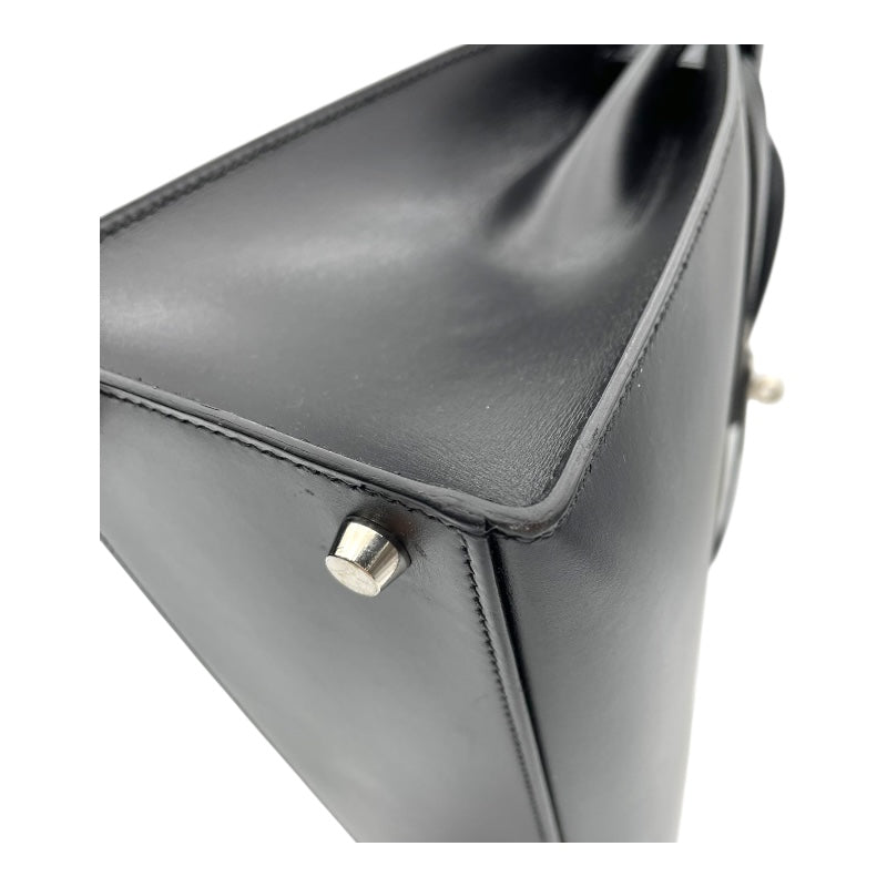 エルメス HERMES ケリー32　外縫い □B刻印 ブラック/SV金具 ボックスカーフ レディース ハンドバッグ