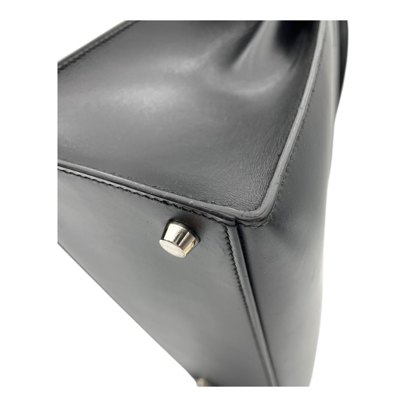 エルメス HERMES ケリー32　外縫い □B刻印 ブラック/SV金具 ボックスカーフ レディース ハンドバッグ