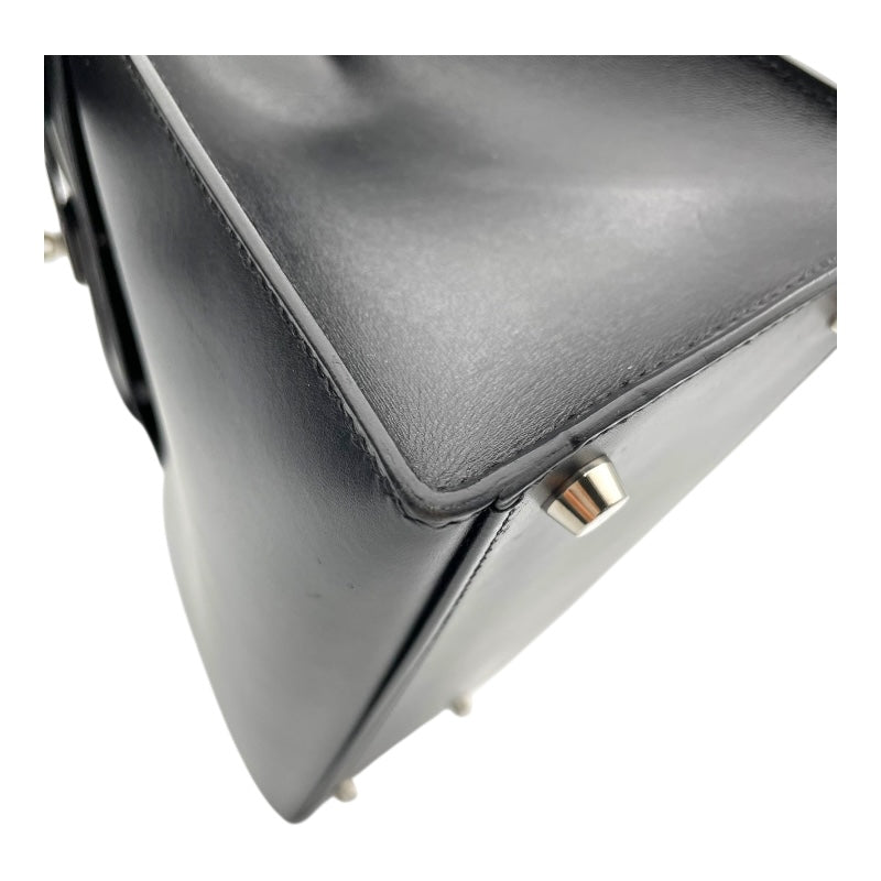 エルメス HERMES ケリー32　外縫い □B刻印 ブラック/SV金具 ボックスカーフ レディース ハンドバッグ