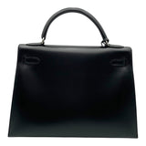 エルメス HERMES ケリー32　外縫い □B刻印 ブラック/SV金具 ボックスカーフ レディース ハンドバッグ