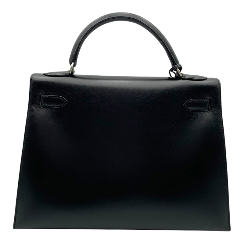 エルメス HERMES ケリー32　外縫い □B刻印 ブラック/SV金具 ボックスカーフ レディース ハンドバッグ