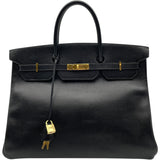 エルメス HERMES バーキン40 ◯Y刻 ブラック GD金具 アルデンヌ レディース ハンドバッグ