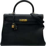 エルメス HERMES ケリー35 内縫い Y刻 ブラック GD金具 トゴ レディース ショルダーバッグ