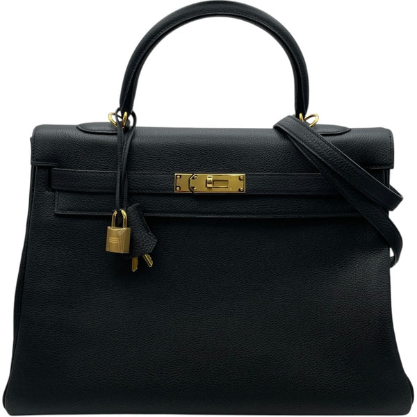 エルメス HERMES ケリー35 内縫い Y刻 ブラック GD金具 トゴ レディース ショルダーバッグ
