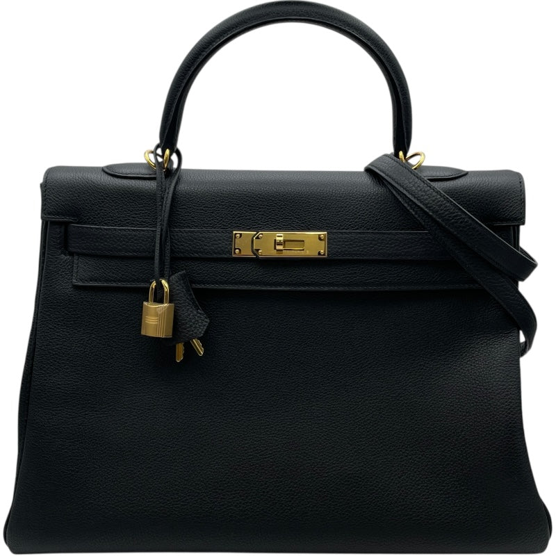 エルメス HERMES ケリー35 内縫い Y刻 ブラック GD金具 トゴ レディース ショルダーバッグ