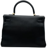 エルメス HERMES ケリー35 内縫い Y刻 ブラック GD金具 トゴ レディース ショルダーバッグ