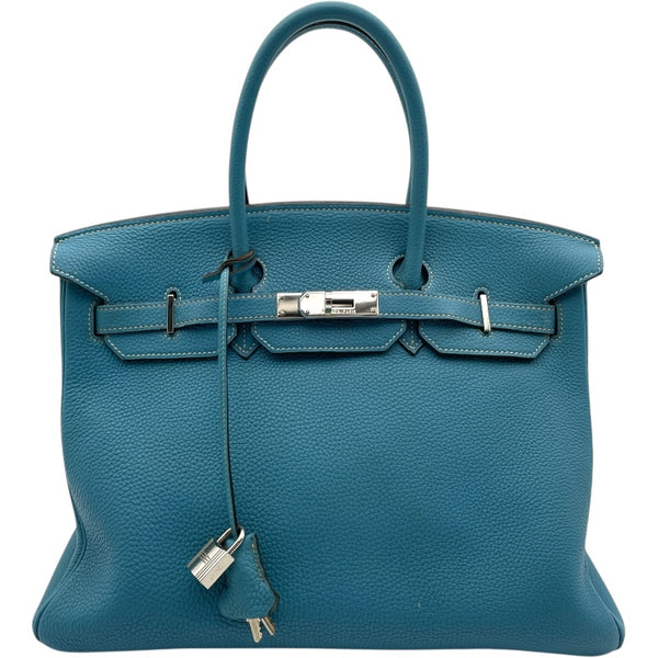 エルメス HERMES バーキン35 ▢H刻 ブルージーン SV金具 トリヨン レディース ハンドバッグ