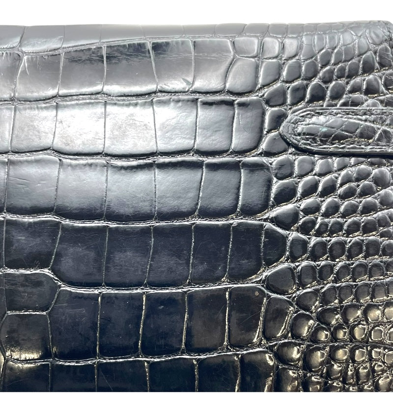 エルメス HERMES ケリーウォレット □Q刻 ブラック GD金具 アリゲーターリセ レディース 長財布