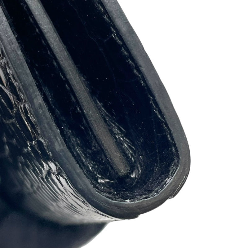 エルメス HERMES ケリーウォレット □Q刻 ブラック GD金具 アリゲーターリセ レディース 長財布