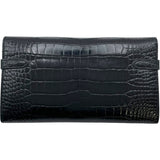 エルメス HERMES ケリーウォレット □Q刻 ブラック GD金具 アリゲーターリセ レディース 長財布