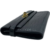エルメス HERMES ケリーウォレット □Q刻 ブラック GD金具 アリゲーターリセ レディース 長財布