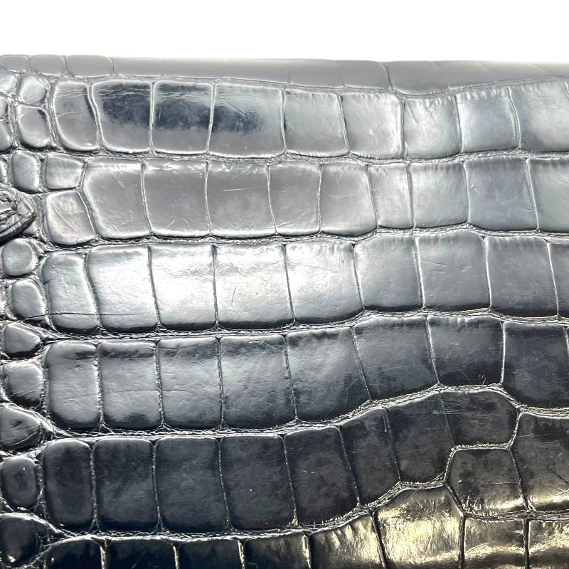 エルメス HERMES ケリーウォレット □Q刻 ブラック GD金具 アリゲーターリセ レディース 長財布