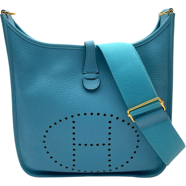 エルメス HERMES エヴリン3 PM D刻 ターコイズ GD金具 トリヨン レディース ショルダーバッグ