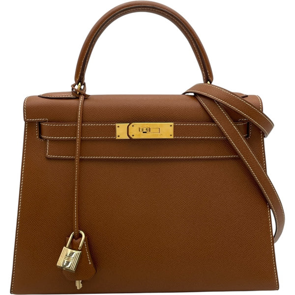 エルメス HERMES ケリー28 外縫い V刻 ゴールド GD金具 クシュベル レディース ショルダーバッグ
