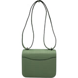 エルメス HERMES コンスタンス3 ミニ U刻 ヴェールデュー SV金具 アリゲーターマット レディース ショルダーバッグ