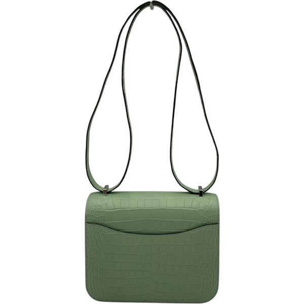 エルメス HERMES コンスタンス3 ミニ U刻 ヴェールデュー SV金具 アリゲーターマット レディース ショルダーバッグ