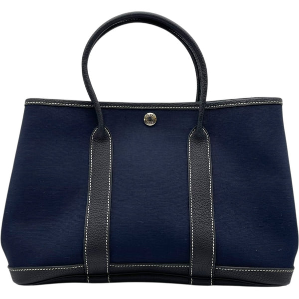 エルメス HERMES ガーデンパーティTPM □H刻 ネイビー SV金具 トワルオフィシエ レディース ハンドバッグ