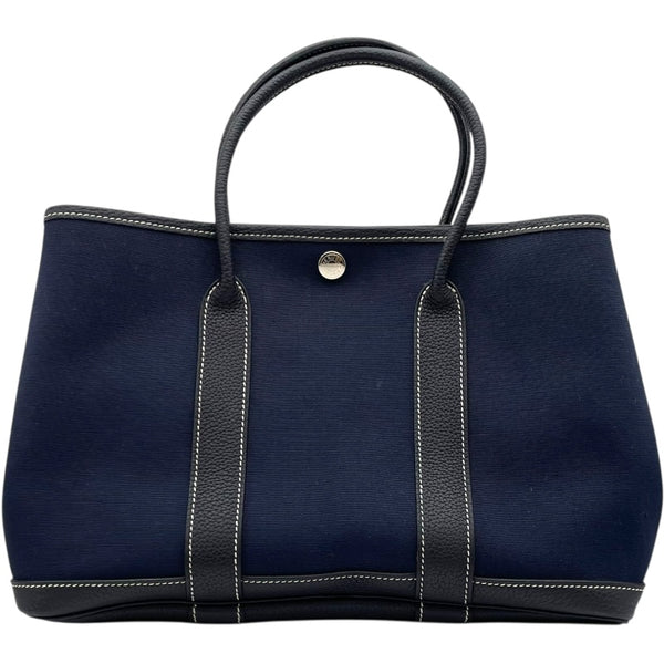エルメス HERMES ガーデンパーティTPM □H刻 ネイビー SV金具 トワルオフィシエ レディース ハンドバッグ