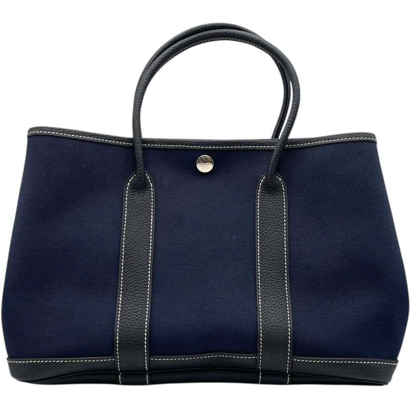 エルメス HERMES ガーデンパーティTPM □H刻 ネイビー SV金具 トワルオフィシエ レディース ハンドバッグ