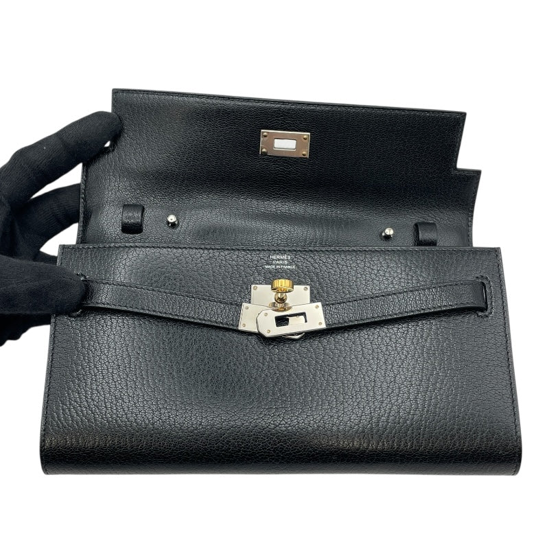 エルメス HERMES ケリートゥーゴー K刻 ブラック SVxGD金具 シェーブル レディース ショルダーバッグ