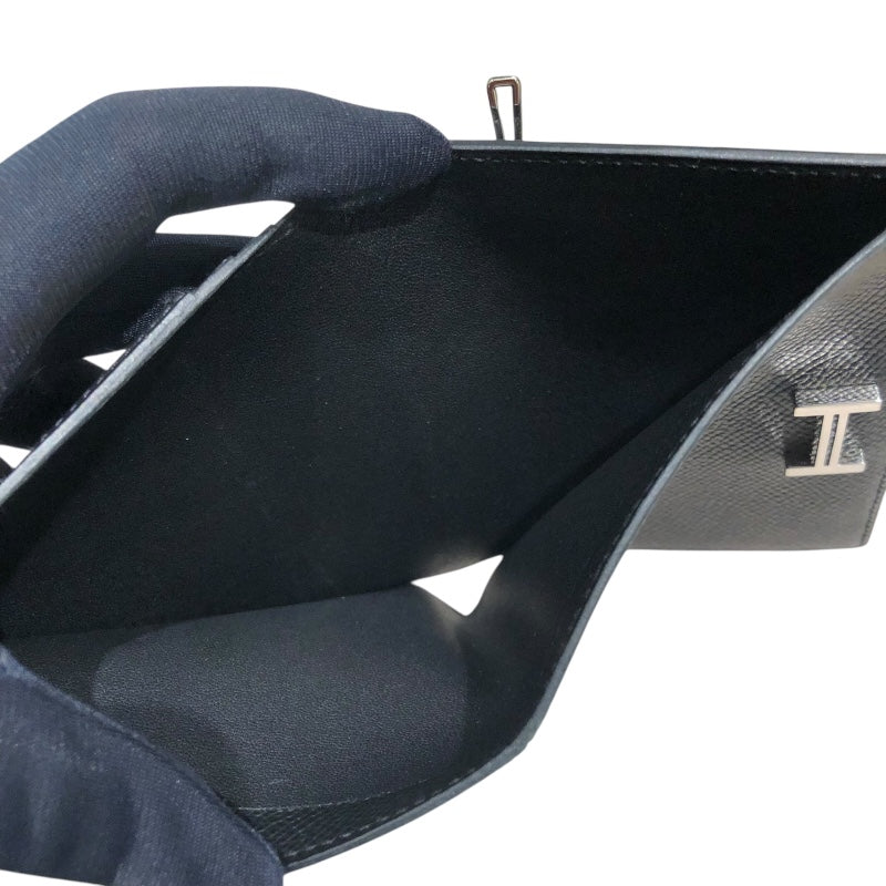 エルメス HERMES ベアンコンパクト W刻 ブラック エプソン ユニセックス 二つ折り財布