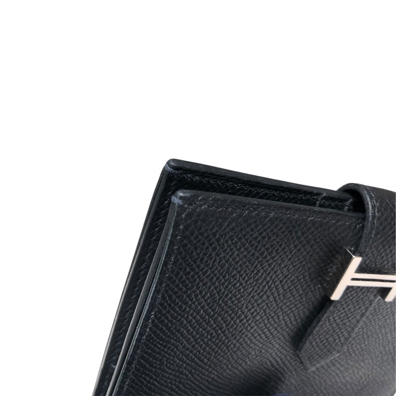エルメス HERMES ベアンコンパクト W刻 ブラック エプソン ユニセックス 二つ折り財布
