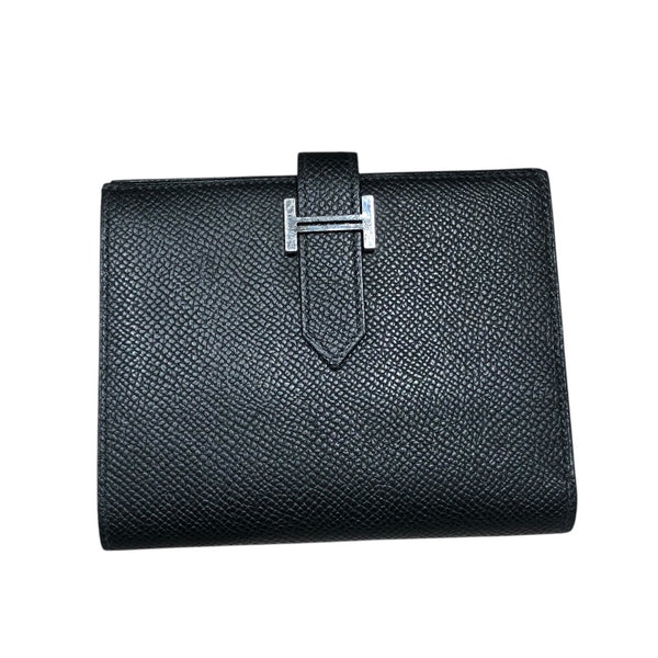 エルメス HERMES ベアンコンパクト W刻 ブラック エプソン ユニセックス 二つ折り財布