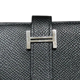 エルメス HERMES ベアンコンパクト W刻 ブラック エプソン ユニセックス 二つ折り財布