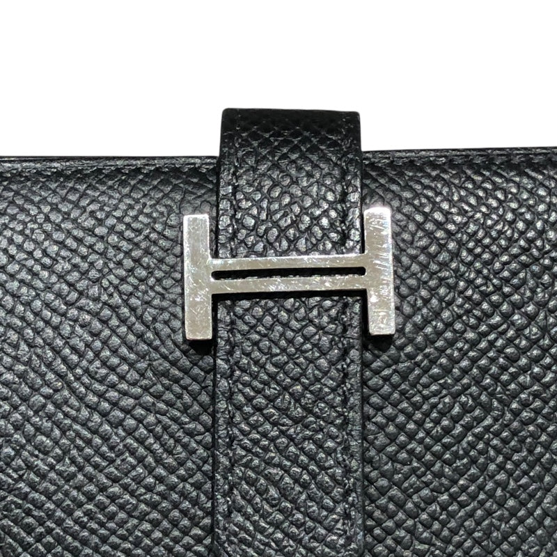 エルメス HERMES ベアンコンパクト W刻 ブラック エプソン ユニセックス 二つ折り財布