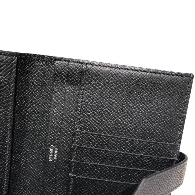 エルメス HERMES ベアンコンパクト W刻 ブラック エプソン ユニセックス 二つ折り財布