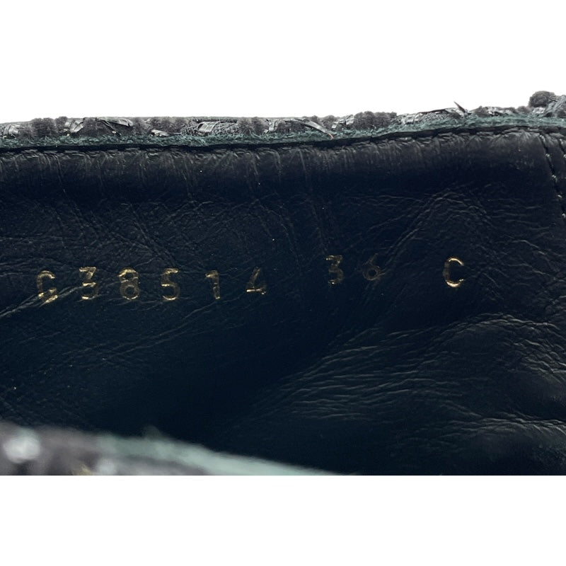 シャネル CHANEL ツイードショートブーツ G38514 ブラック ツイード