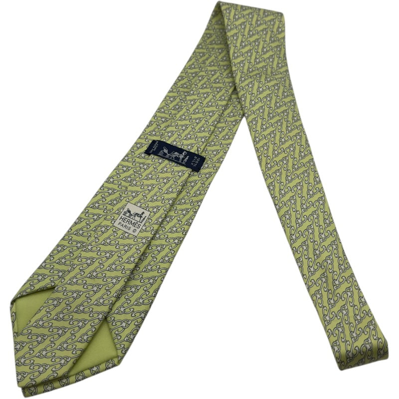 エルメス HERMES イカリ柄シルクネクタイ グリーン シルク メンズ
