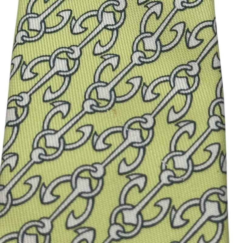 エルメス HERMES イカリ柄シルクネクタイ グリーン シルク メンズ