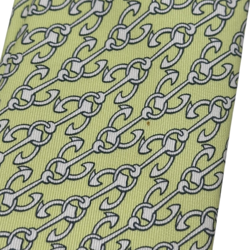 エルメス HERMES イカリ柄シルクネクタイ グリーン シルク メンズ